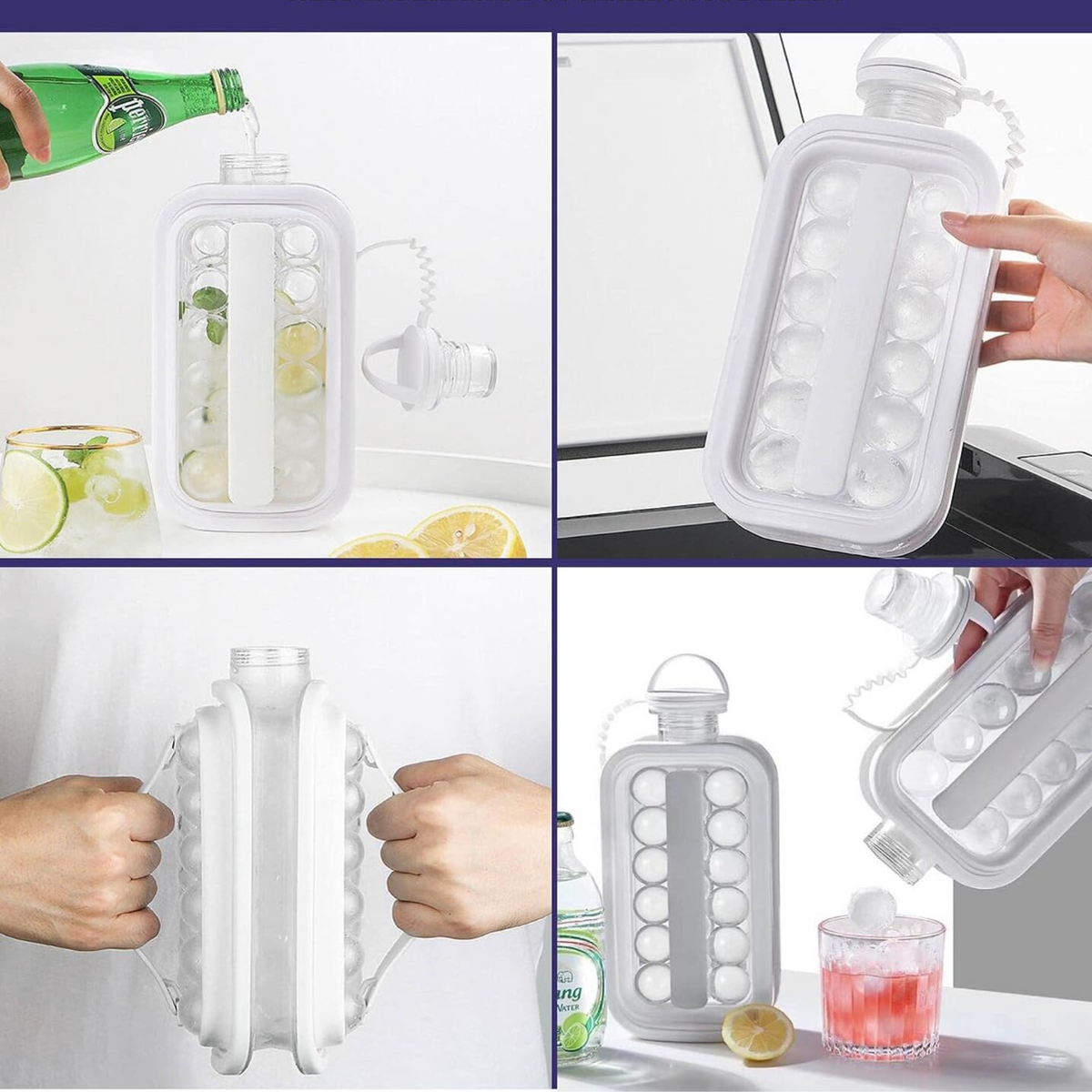 Botella Molde 2 en 1 para Hacer 17 Bolas de Hielo